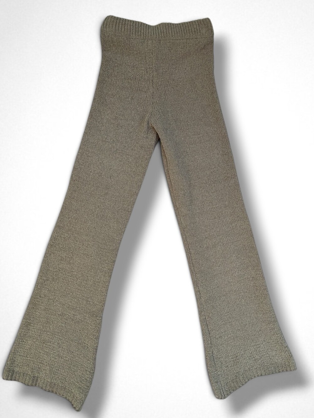 Blink Sz Small High Waist Wide Leg Knit Pant Olive Green Drawstring Waist Flare - Picture 4 of 16